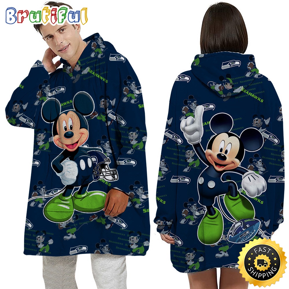 NFL Seattle Seahawks Blanket Hoodie Mickey Mouse Lover Unisex Hoodie