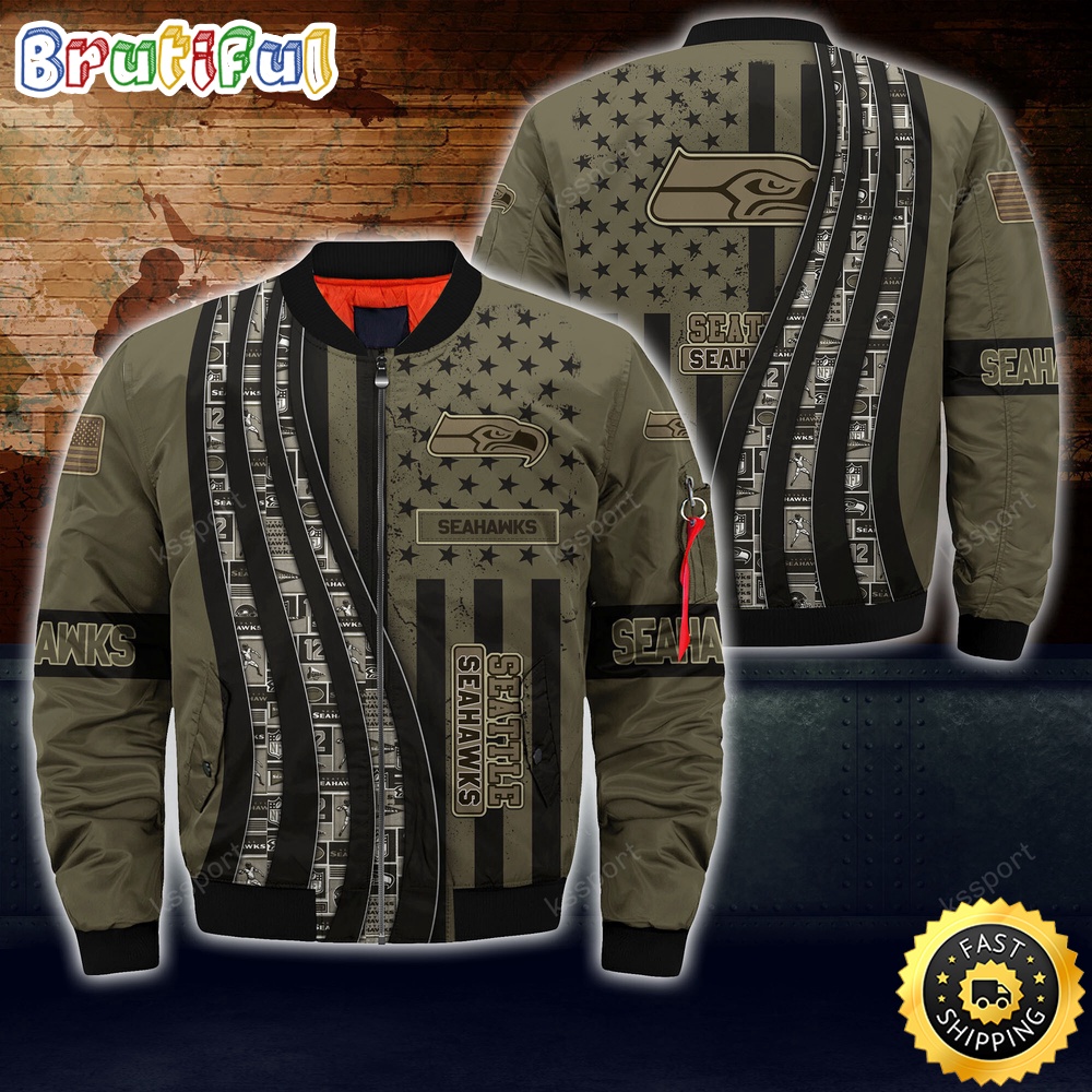 NFL Seattle Seahawks Bomber Jacket Camo For Fans