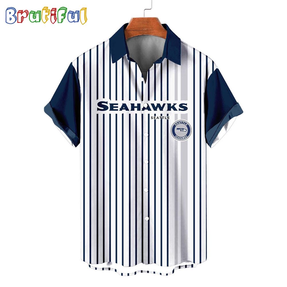 NFL Seattle Seahawks Classic Retro Mascot Line Summer Beach Hawaiian Shirt