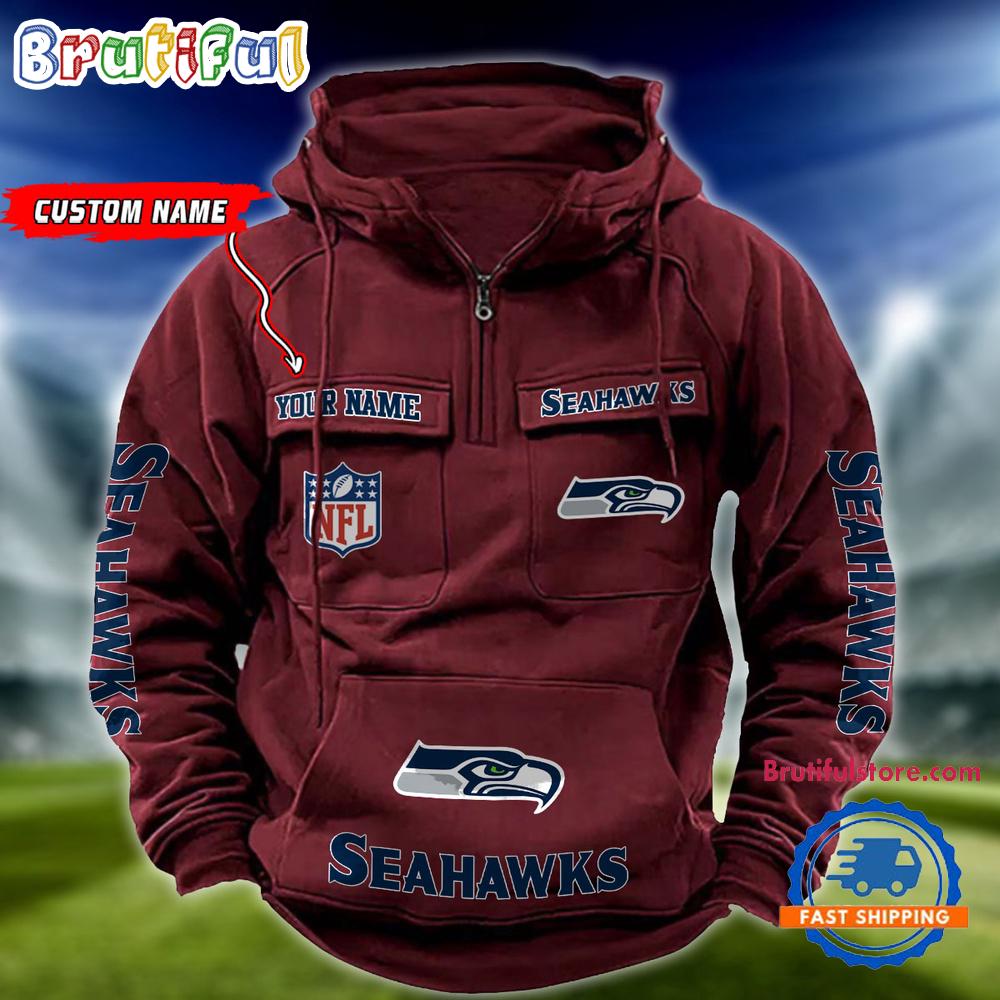 NFL Seattle Seahawks Football Team Custom Name Cargo Hoodie