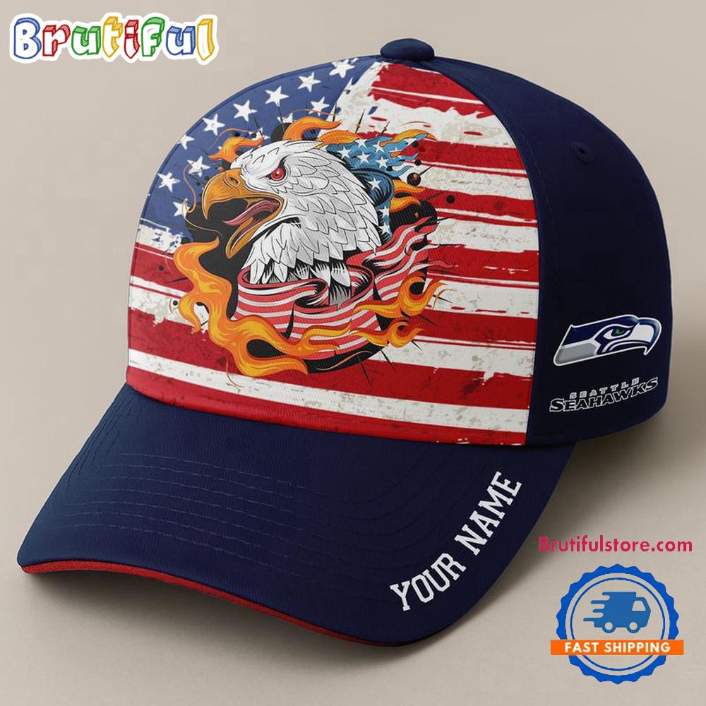 NFL Seattle Seahawks Independence Day Classic Cap, Football Happy 4th of July Cap Hats