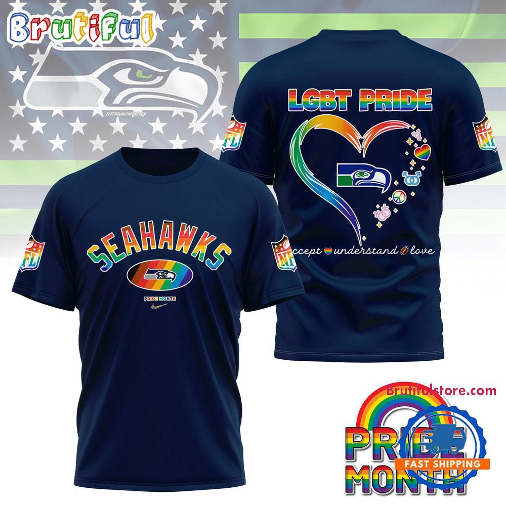 NFL Seattle Seahawks LGBT Happy Pride Month 2025 3D T Shirt