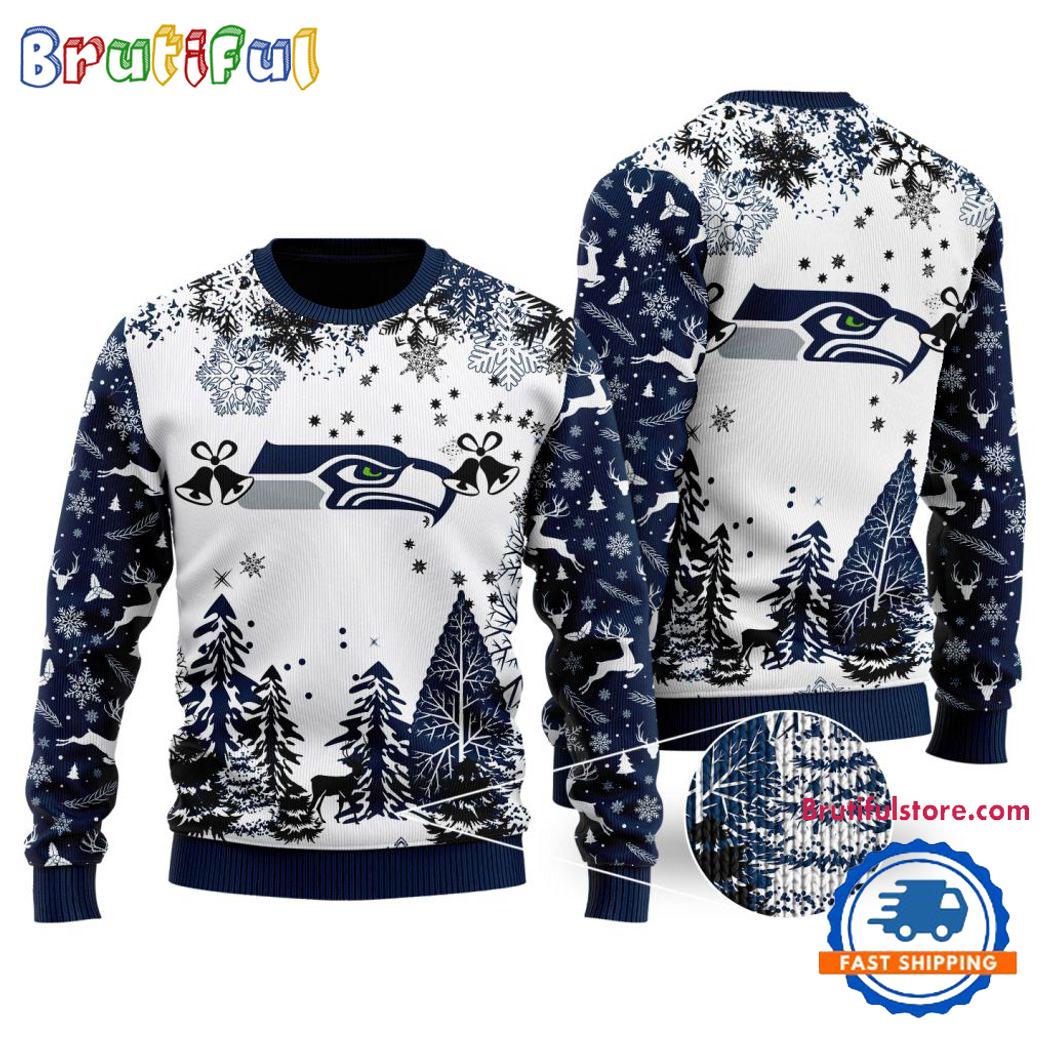 NFL Seattle Seahawks Logo Football Team Special Xmas Tree Christmas Ugly Sweater