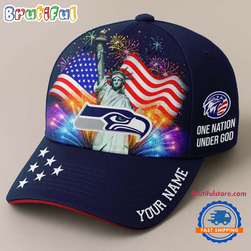 NFL Seattle Seahawks One Nation Under God Happy Independence Day Custom Classic Cap