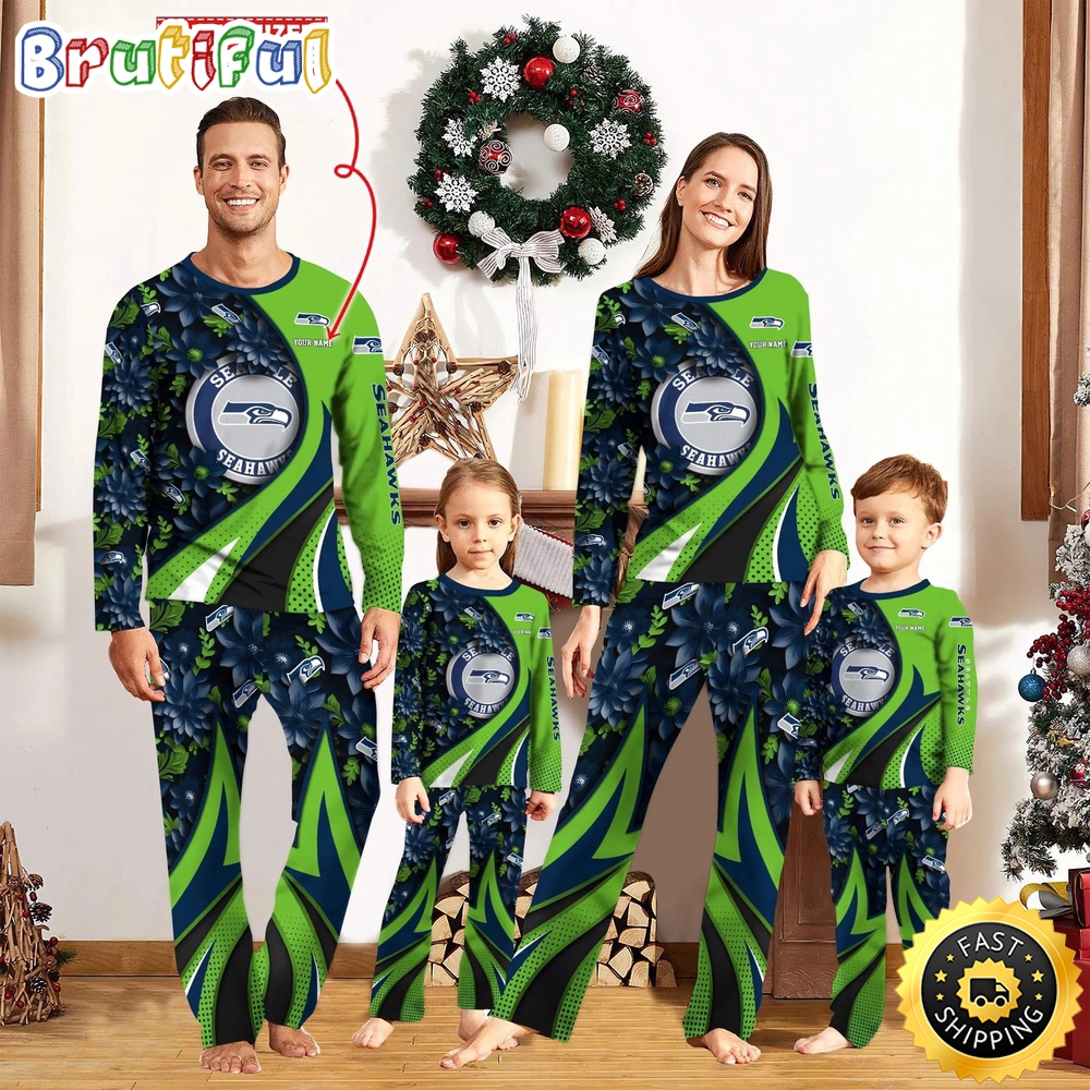 NFL Seattle Seahawks Pajamas Flower For Family Custom Name Pajamas
