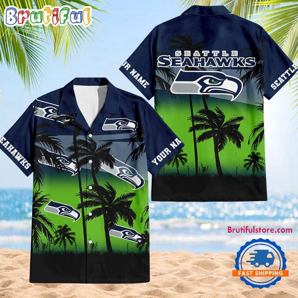 NFL Seattle Seahawks Palm Tree Summer Design Aloha Hawaiian Shirt
