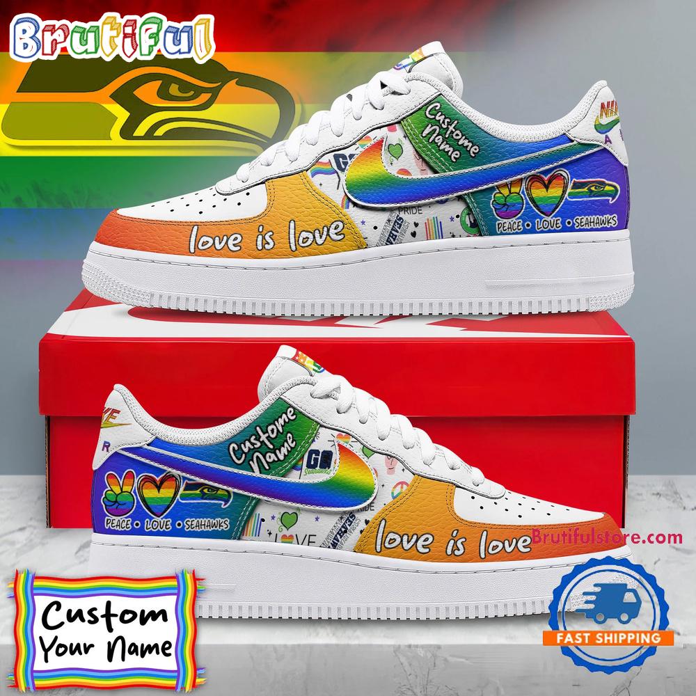 NFL Seattle Seahawks Pride Peace Love Lions Custom Air Force 1 Shoes Sneaker