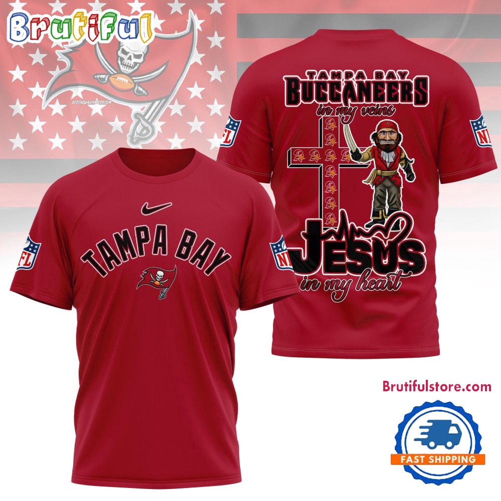 NFL Tampa Bay Buccaneers Jesus In My Veins In My Heart All Over Print Shirt