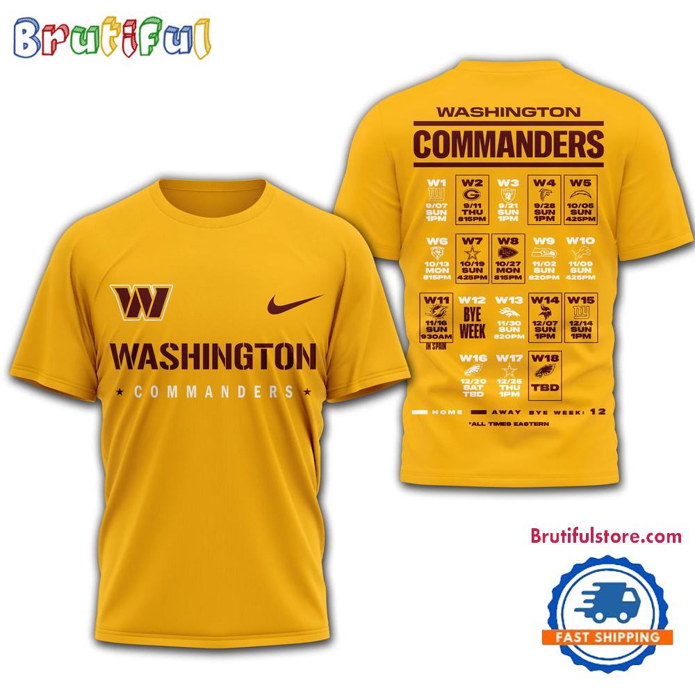 NFL Washington Commanders 2025 SCHEDULE Unisex 3D Shirt