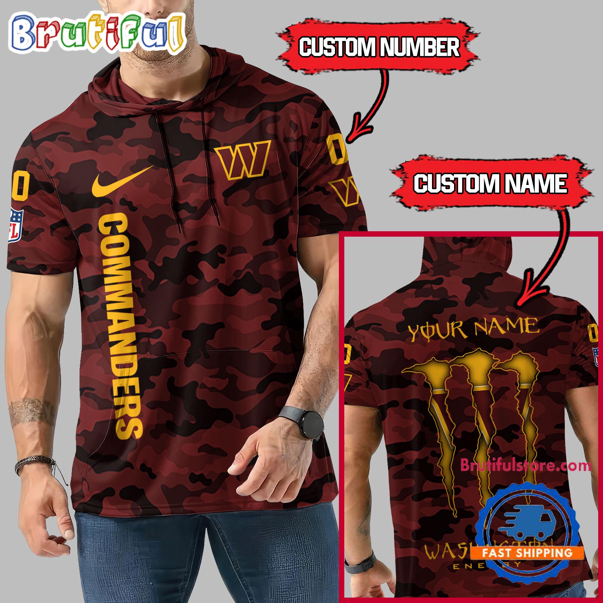 NFL Washington Commanders Custom Name Camo Sleeveless Hoodie Design
