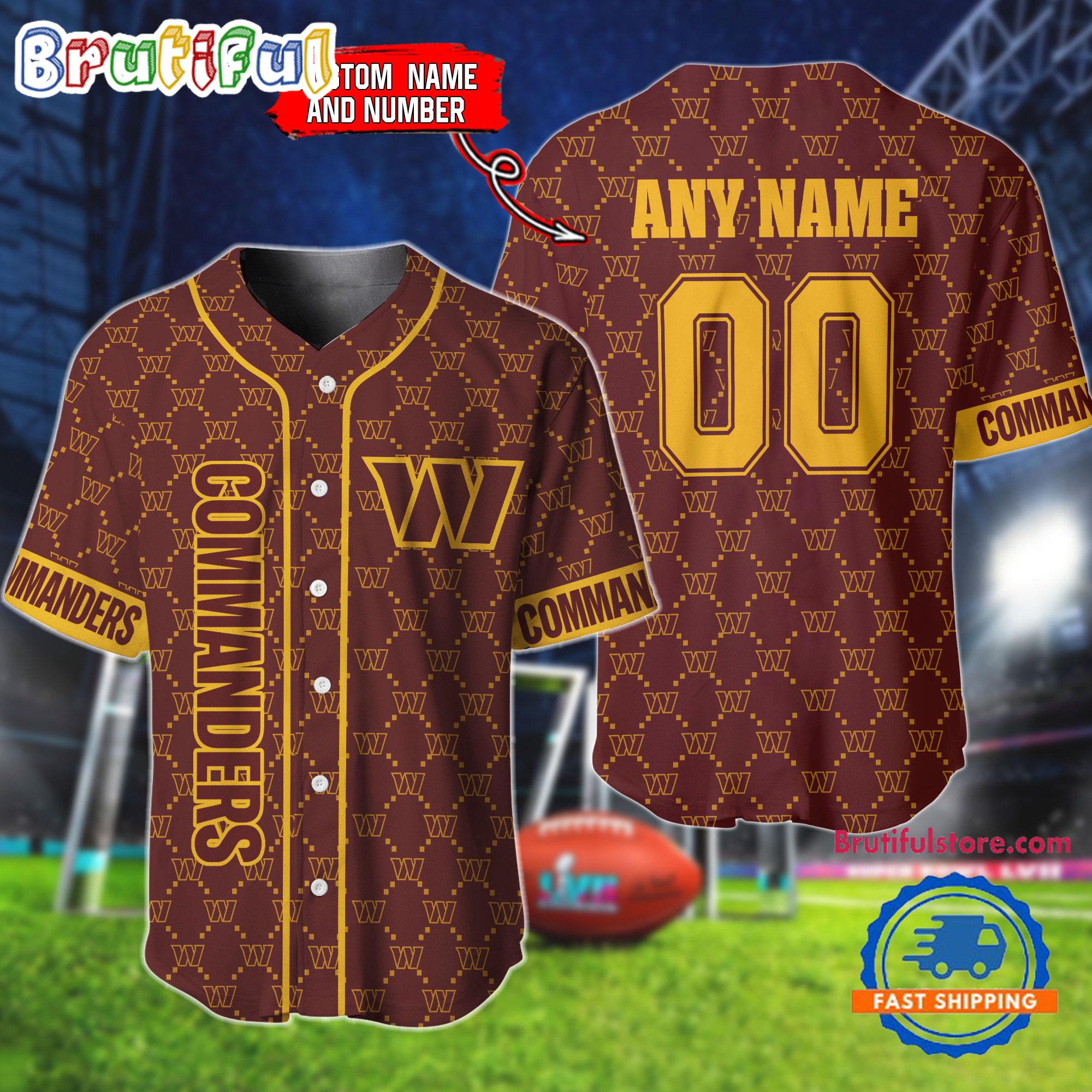 NFL Washington Commanders Logo Team Hologram Pattern Design Baseball Jersey