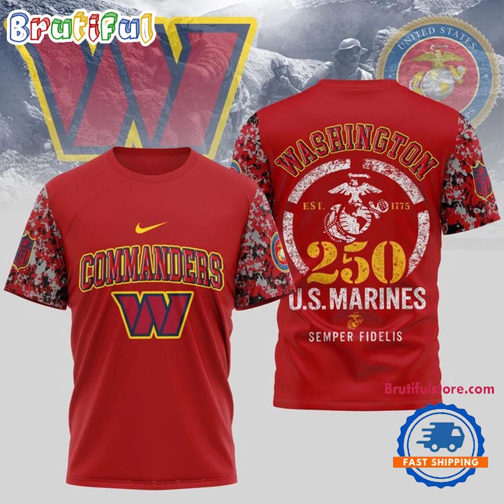 NFL Washington Commanders US Marines 250 Years Semper Fidelis 3D Shirt