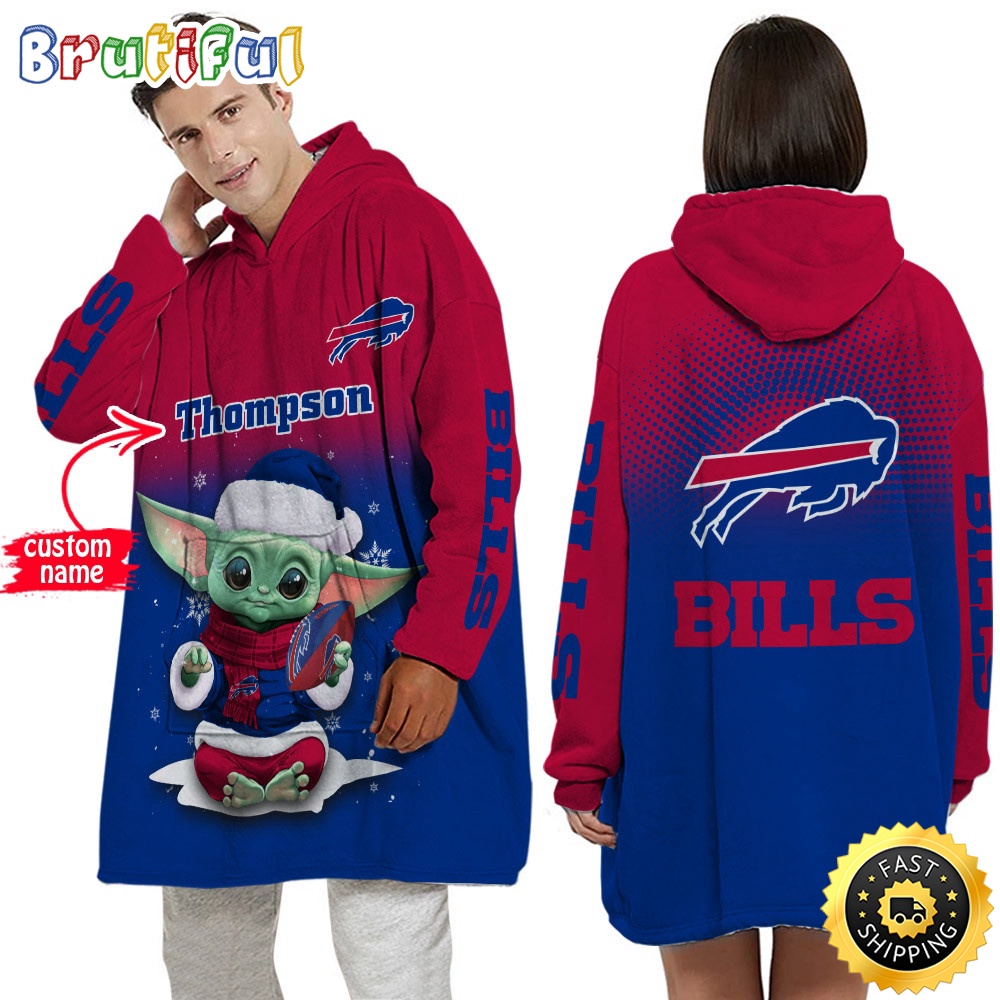 Personalized NFL Buffalo Bills Blanket Hoodie Baby Yoda Lover Unisex Hoodie