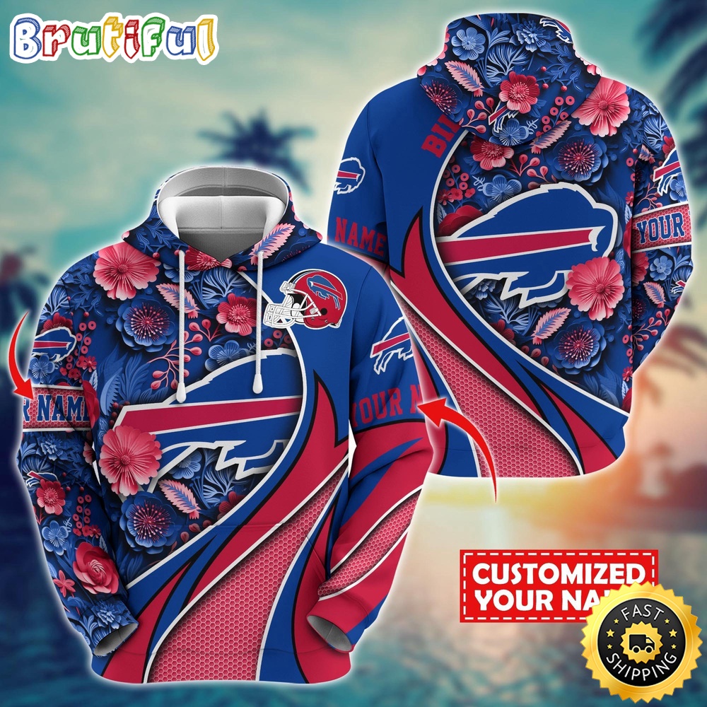 Personalized NFL Buffalo Bills Hoodie Flower Print 3D Hoodie