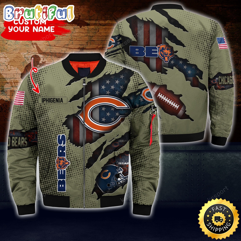 Personalized NFL Chicago Bears Bomber Jacket Iconic Bomber Look