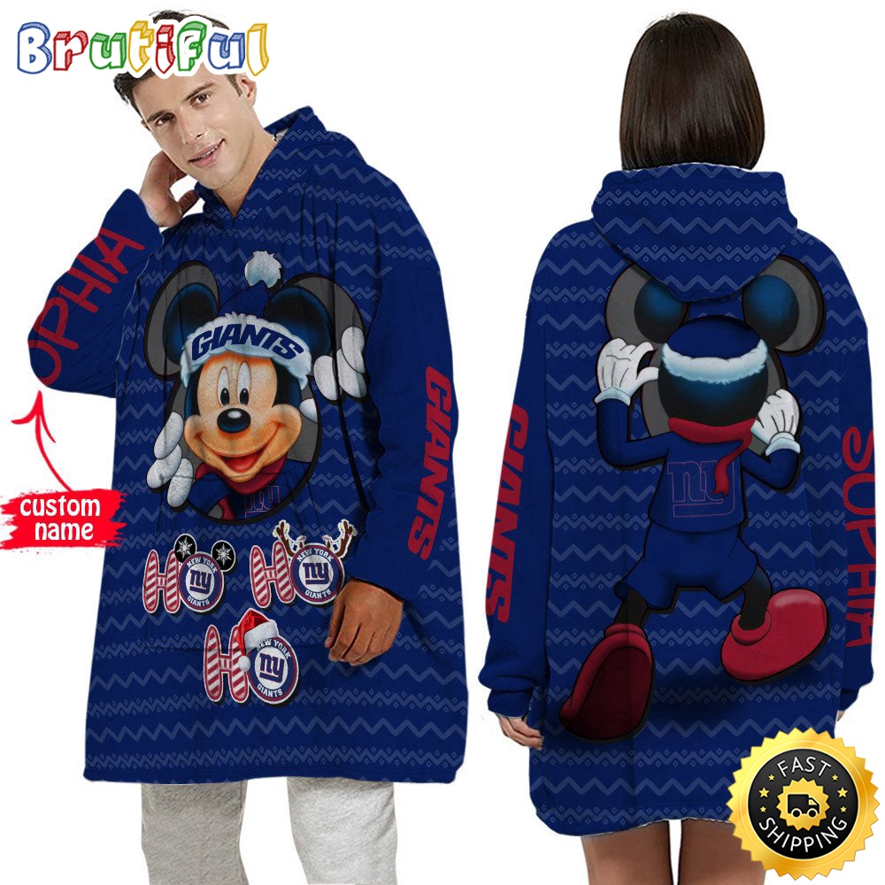Personalized NFL New York Giants Blanket Hoodie Mickey Unisex Hoodie