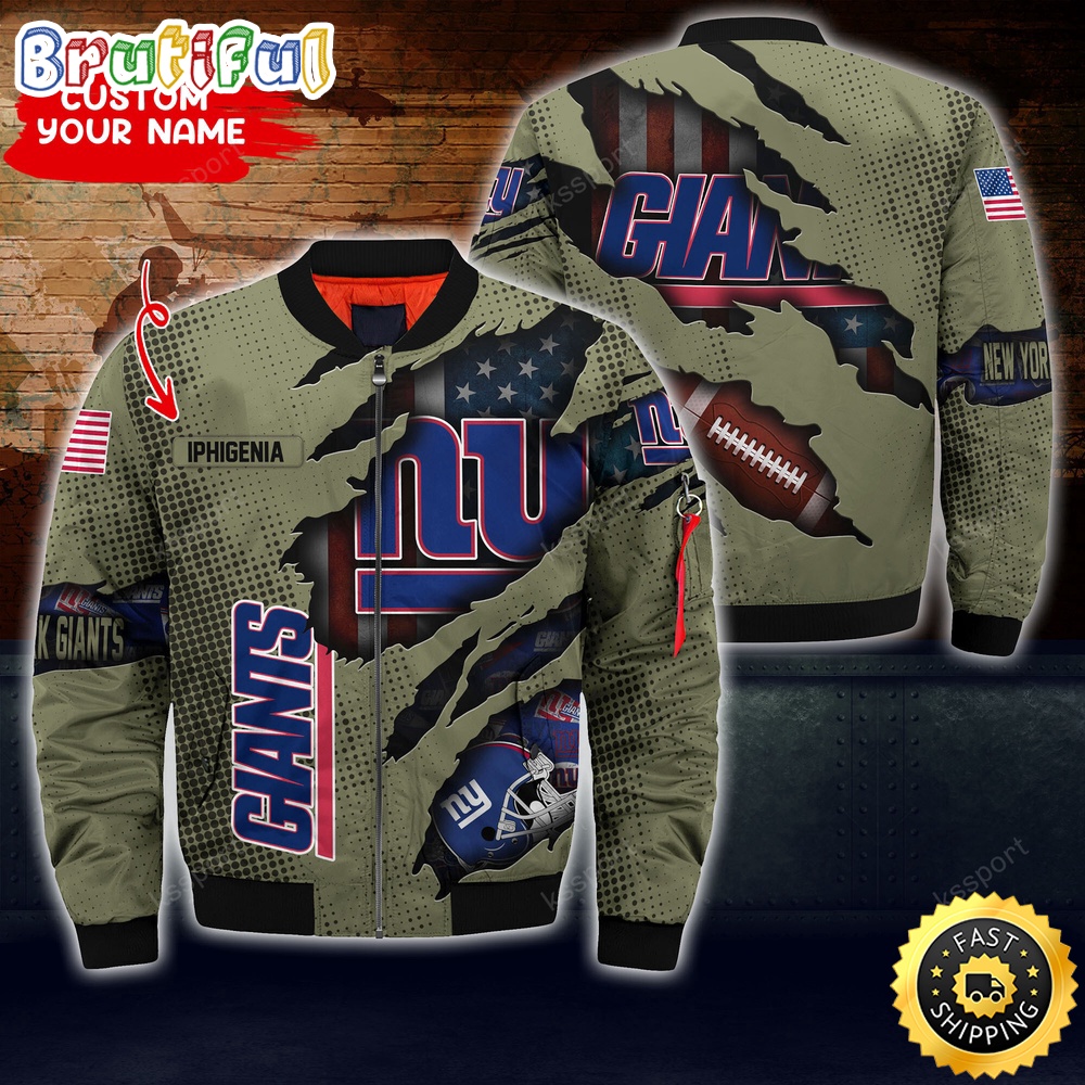 Personalized NFL New York Giants Bomber Jacket Iconic Bomber Look