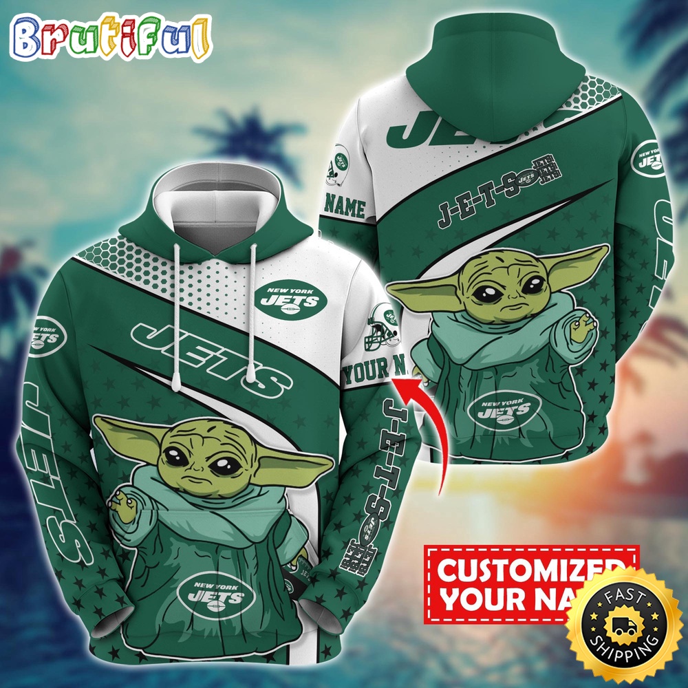Personalized NFL New York Jets Hoodie Baby Yoda All Over Print Hoodie