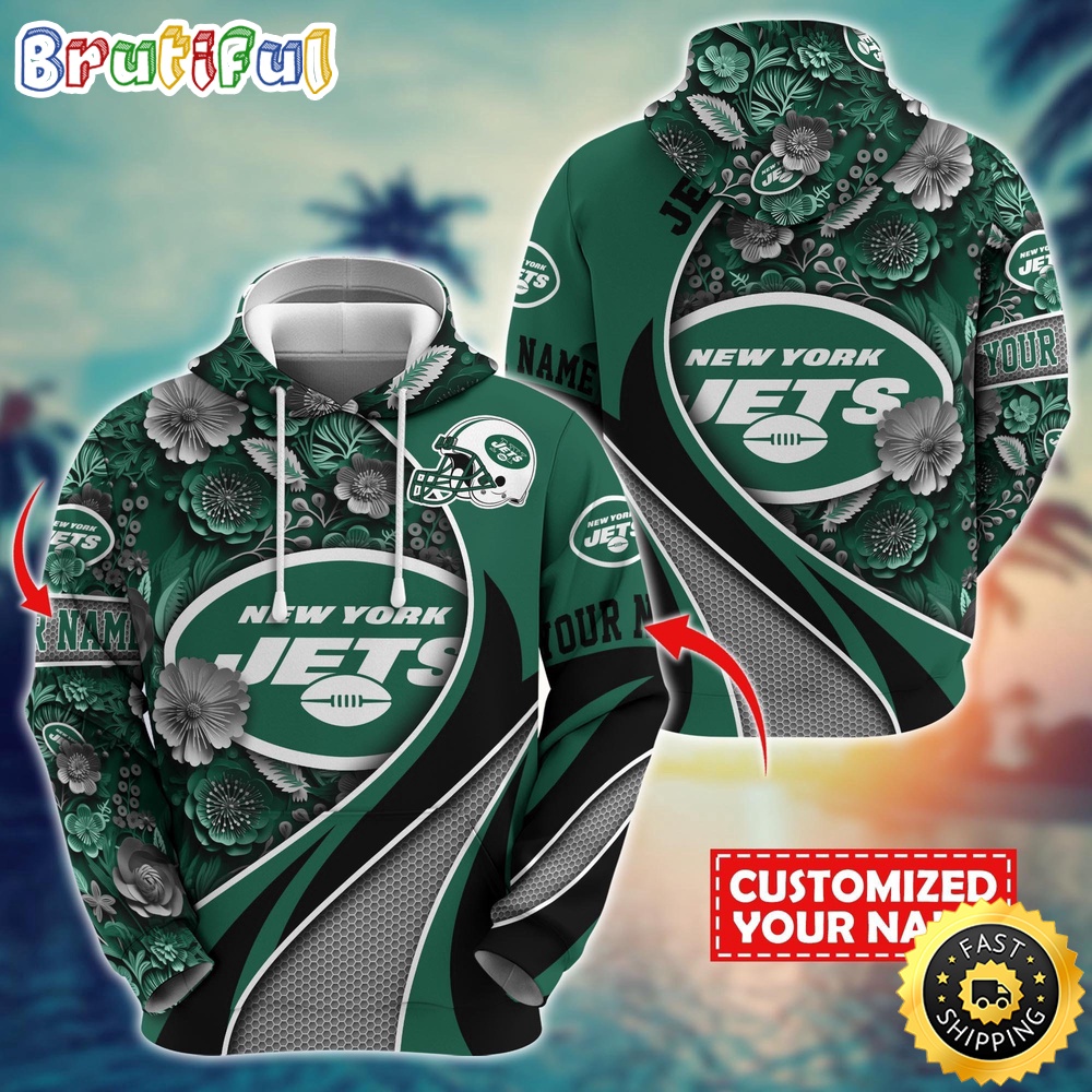 Personalized NFL New York Jets Hoodie Flower Print 3D Hoodie
