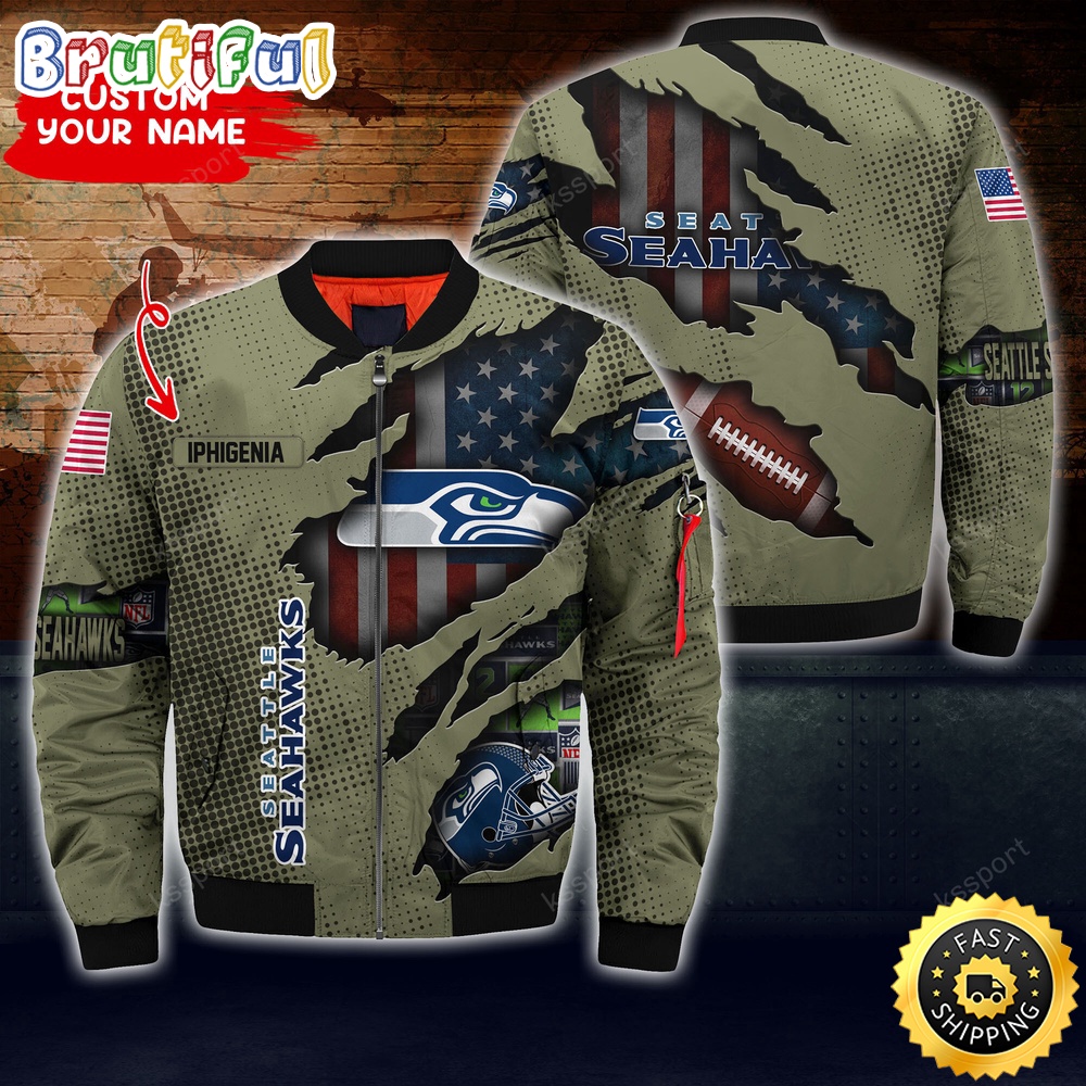 Personalized NFL Seattle Seahawks Bomber Jacket Iconic Bomber Look