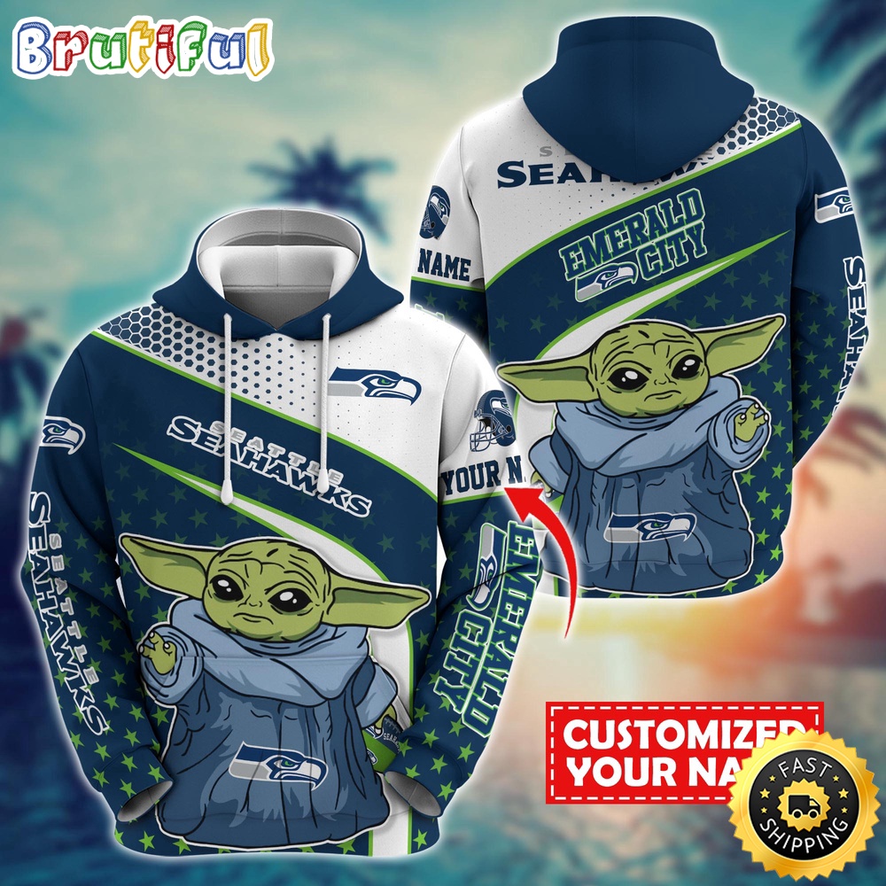Personalized NFL Seattle Seahawks Hoodie Baby Yoda All Over Print Hoodie