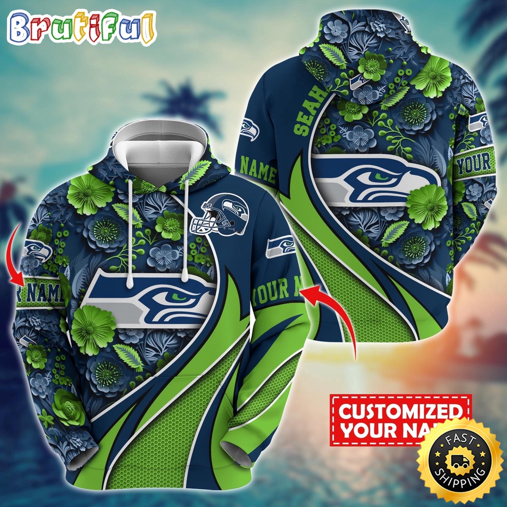 Personalized NFL Seattle Seahawks Hoodie Flower Print 3D Hoodie
