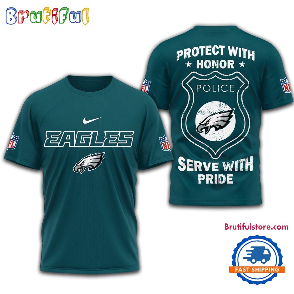 Philadelphia Eagles Protech With Honor Police Serve With Pride 3D Shirt