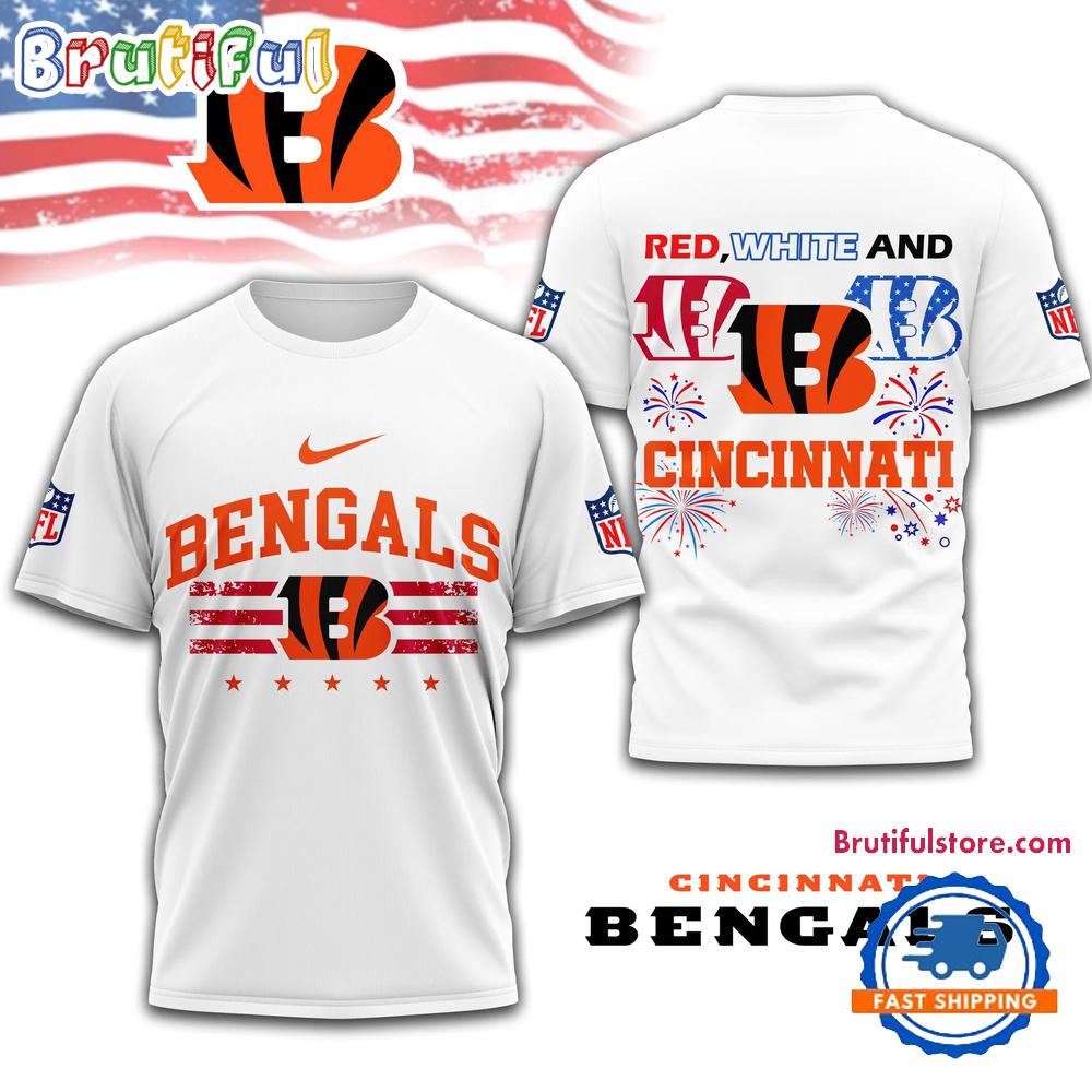 Red White And Cincinnati Bengals 4th Of July Independence Day All Over Print Shirt