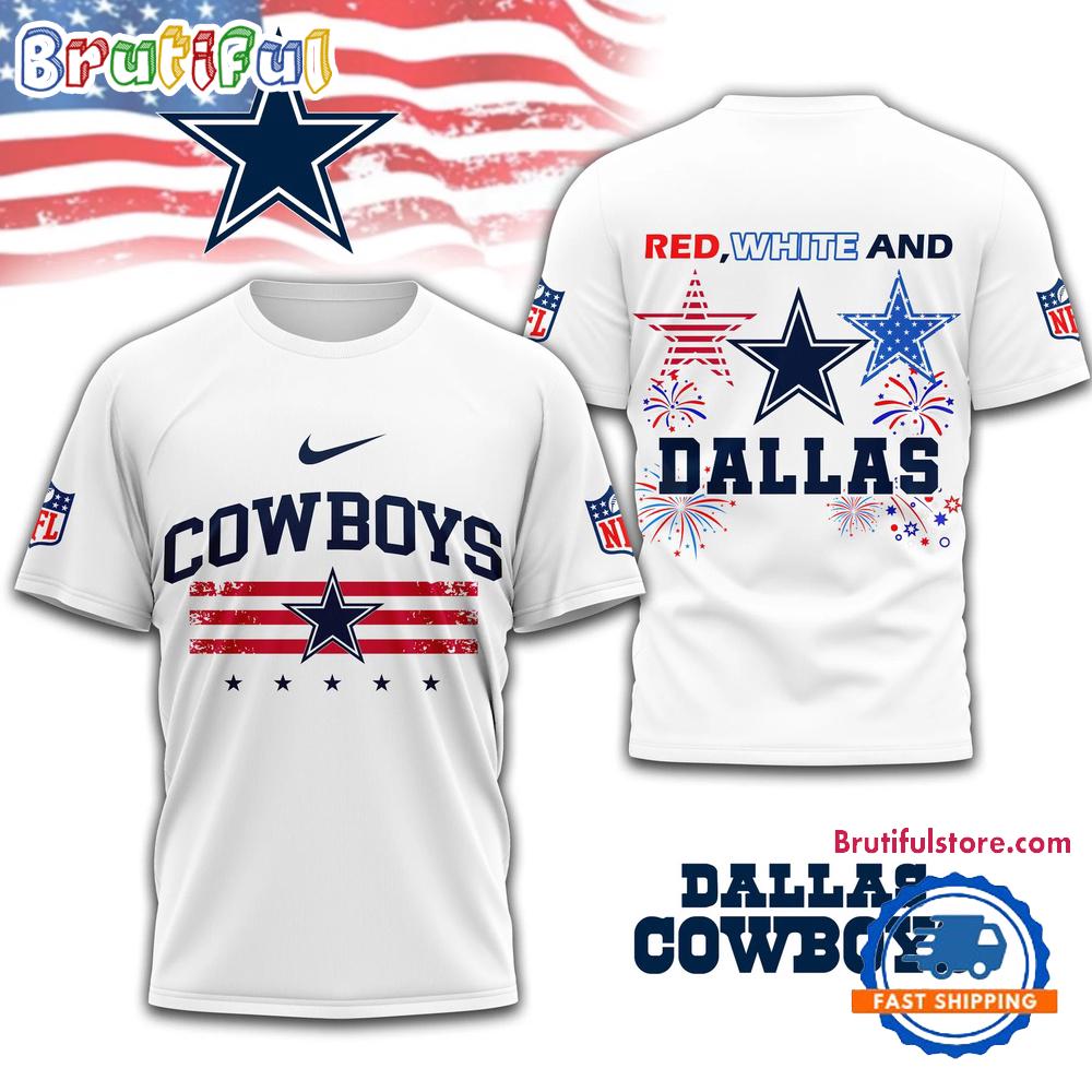 Red White And Dallas Cowboys 4th Of July Independence Day All Over Print Shirt