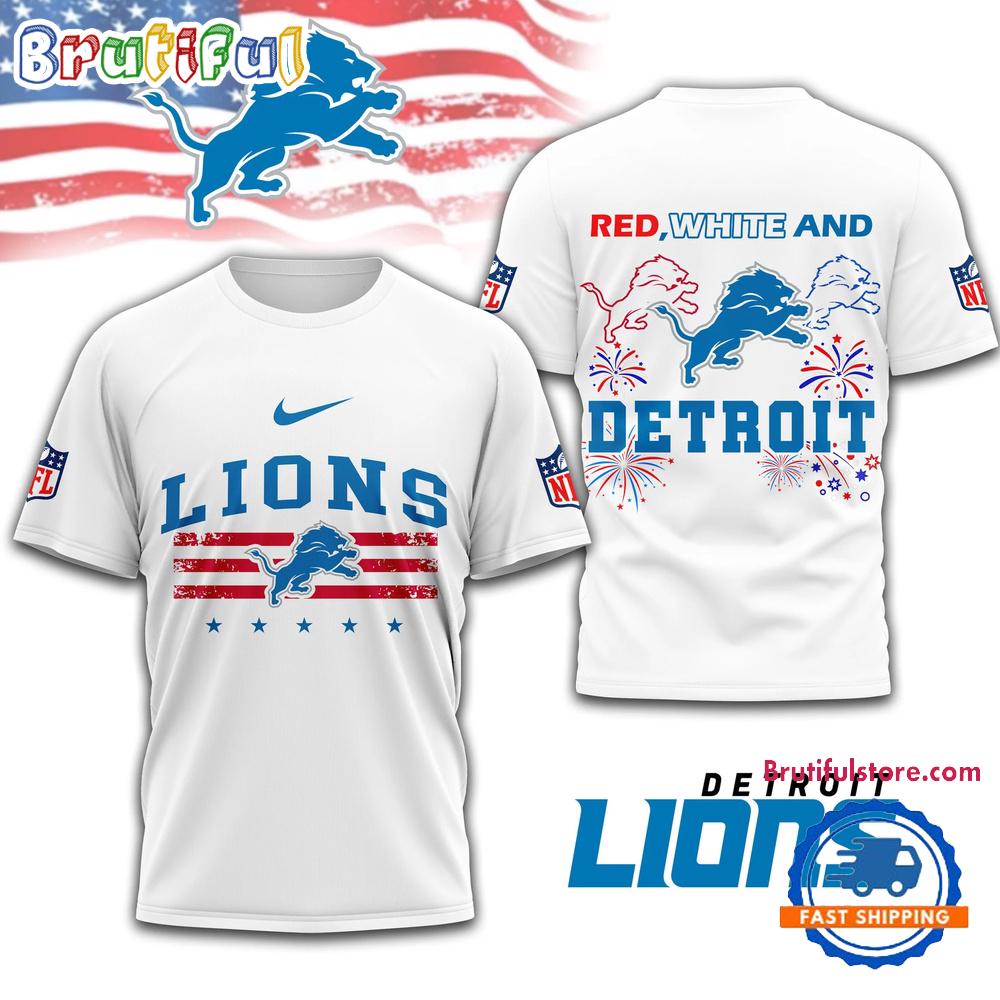Red White And Detroit Lions 4th Of July Independence Day All Over Print Shirt