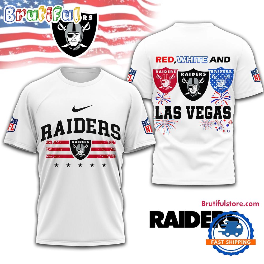 Red White And Las Vegas Raiders 4th Of July Independence Day All Over Print Shirt