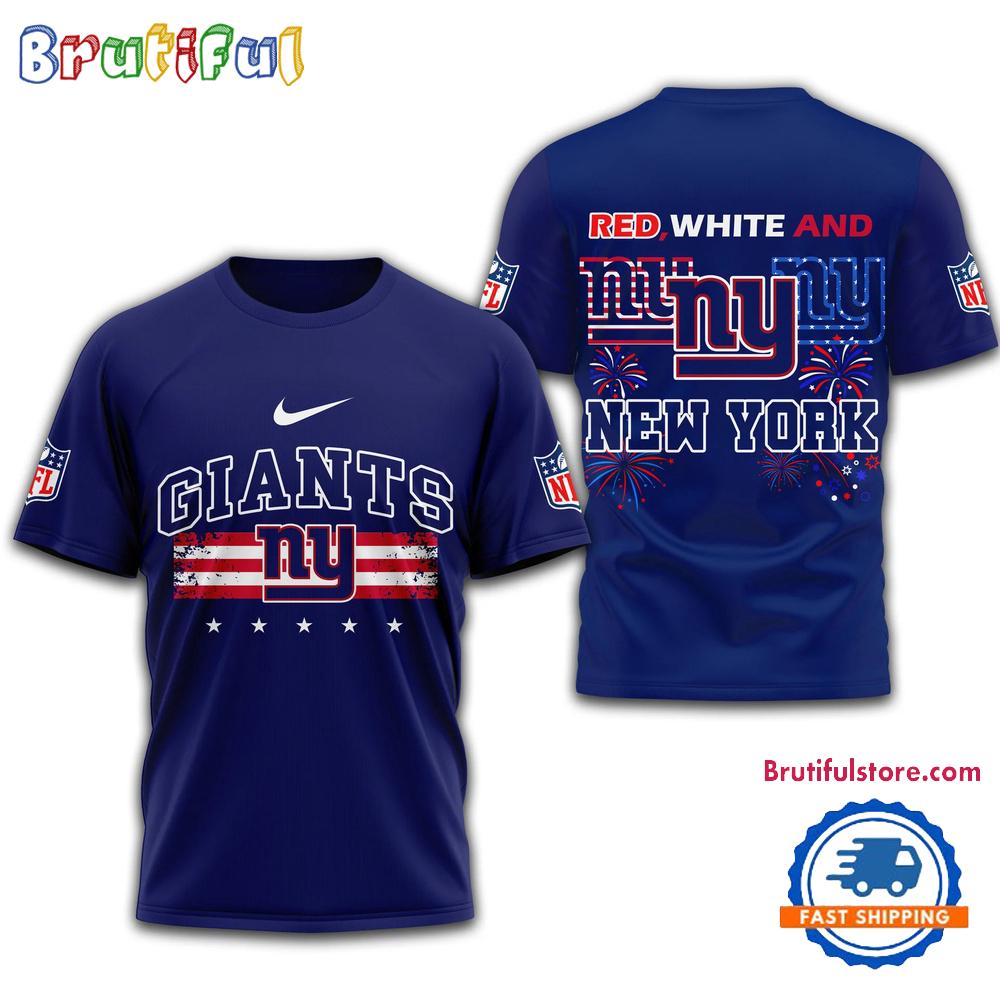 Red White And New York Giants 2025 Football 4th Of July 3D Shirt