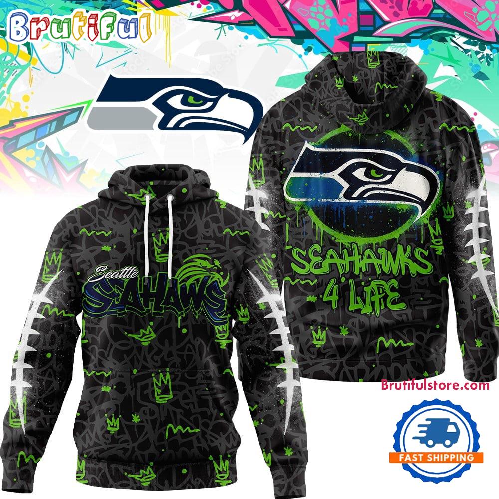 Seattle Seahawks NFL Special Graffiti My Team 4 Life All Over Print Hoodie Shirt
