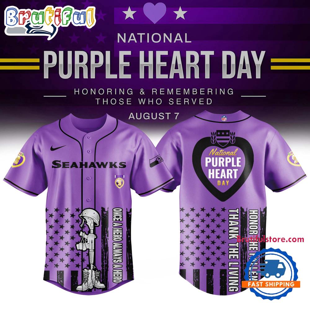 Seattle Seahawks Purple Heart Day Limited Edition Baseball Jersey