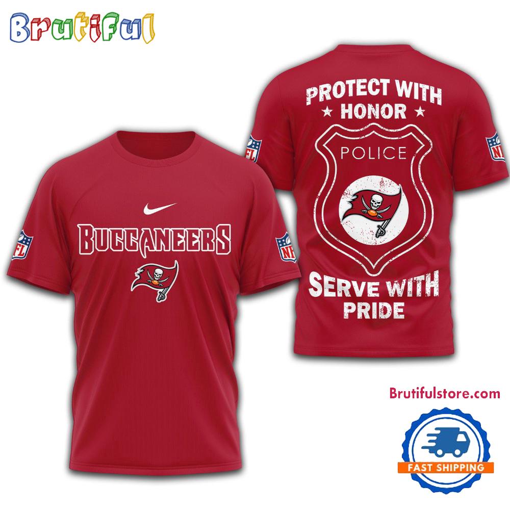 Tampa Bay Buccaneers Protech With Honor Police Serve With Pride 3D Shirt
