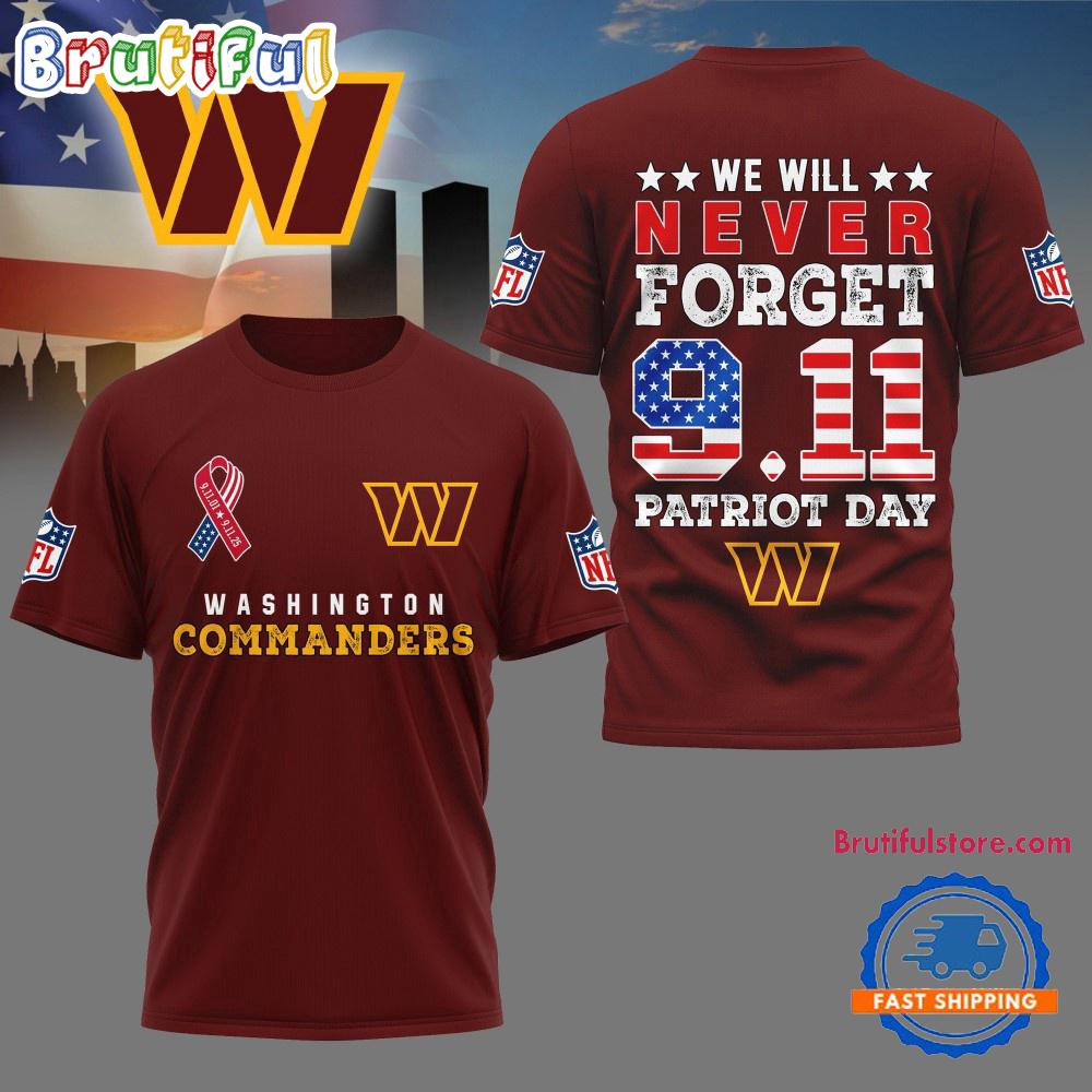 Washington Commanders We Will Never Forget 9 11 Patriot Day 2025 Unisex 3D Shirt